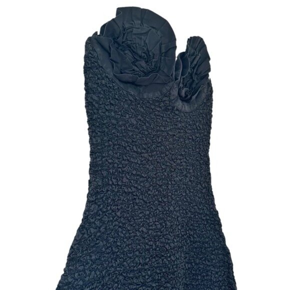 Mara Hoffman Mona Black Bodycon Organic Cotton Rosette Popcorn Dress Size M - Picture 5 of 12